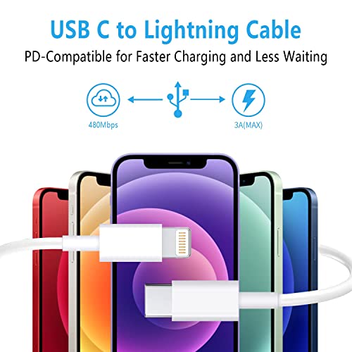 USB C לכבל ברק 3pack 3ft [Apple MFI Certified] iPhone כבל מטען מהיר USB-C משלוח חשמל כבל טעינה